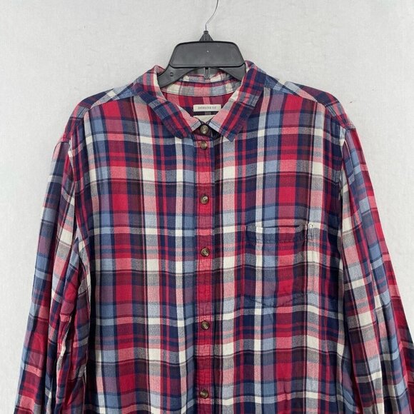 American Eagle Outfitters Shirt Women's Sz XL Red Plaid Oversized Fit Button Up - Picture 6 of 13